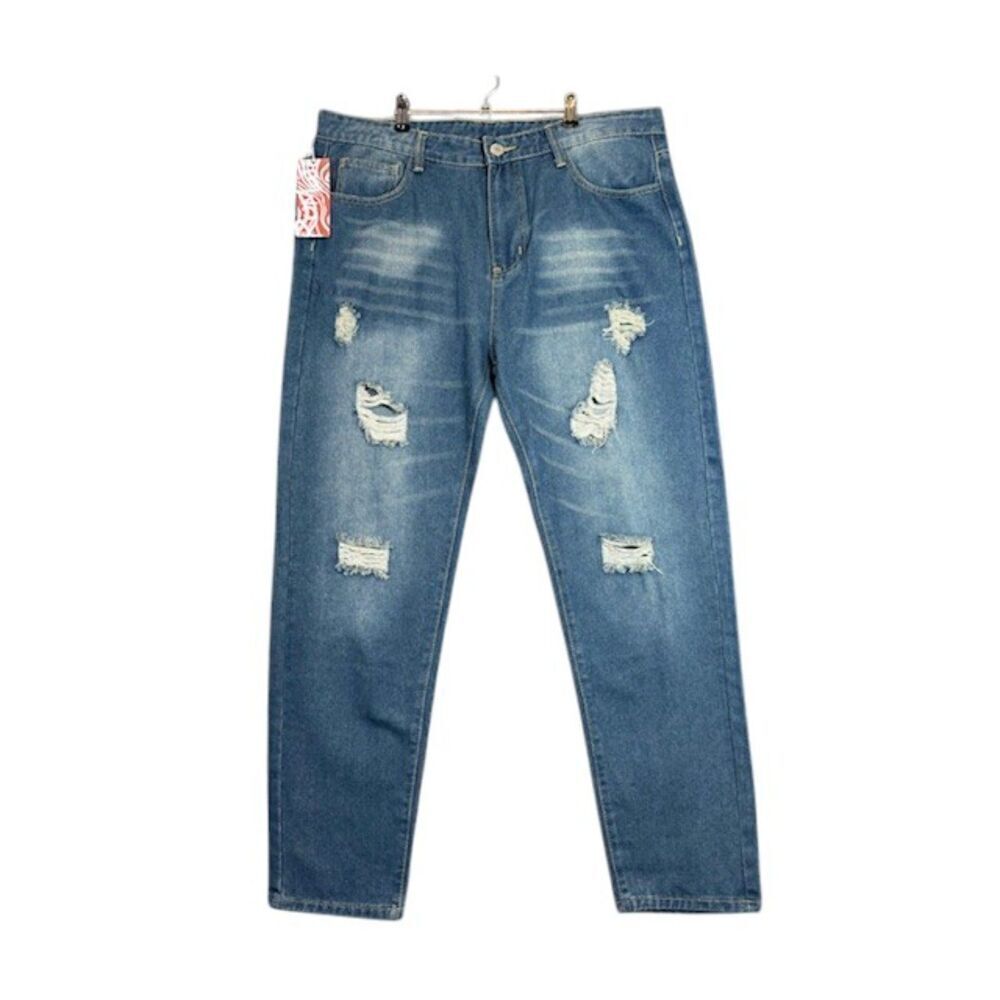 NWT‎ ROMWE Jeans Distressed Relaxed Medium Wash Men's Size 36